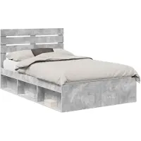 vidaXL Bedframe met hoofdeinde Beton 120 x 200 cm Massief grenenhout