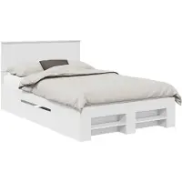 vidaXL Bedframe met hoofdeinde Wit 137 x 203 cm Bewerkt hout