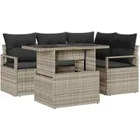 vidaXL Tuinbank Set 5 st 4-Aantal zitplaatsen Lichtgrijs poly rattan