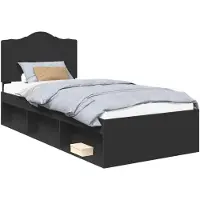 vidaXL Bedframe met hoofdeinde Zwart 90 x 190 cm Massief grenenhout