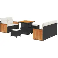 vidaXL Tuinbank Set 10 st 7-Aantal zitplaatsen Zwart en Crème