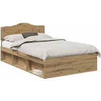 vidaXL Bedframe Ambachtelijk eiken 120 x 200 cm Massief grenenhout