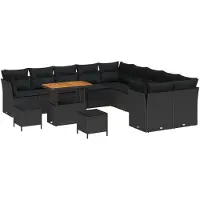 vidaXL Tuinbank Set 13 st Zwart poly rattan