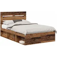 vidaXL Bedframe met hoofdeinde Oudhout 120 x 200 cm Massief grenenhout