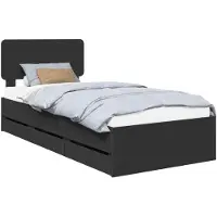 vidaXL Bedframe met lade Zwart 90 x 200 cm Geconstrueerd hout