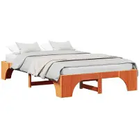 vidaXL Bedframe Wasbruin 135 x 190 cm Massief grenenhout