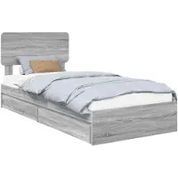 vidaXL Opbergbed met lade Grijs Sonoma 75 x 190 cm Bewerkt hout