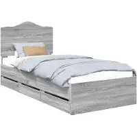 vidaXL Bedframe met lade Grijze Sonoma 75 x 190 cm Ingenieurshout