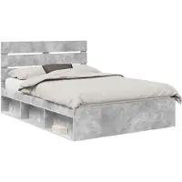vidaXL Bedframe Betonnen Grijs 150 x 200 cm Massief grenenhout