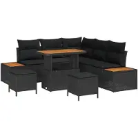 vidaXL Tuinbank Set 8 st 7-Aantal zitplaatsen Zwart Poly rattan