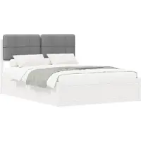 vidaXL Bedframe met Gevoerde Hoofdbord Lichtgrijs 135 x 190 cm