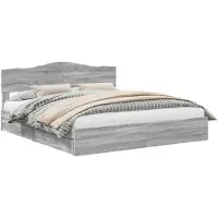 vidaXL Opbergbed met lade Grijs Sonoma 200 x 200 cm Bewerkt hout