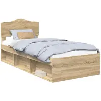 vidaXL Bedframe Sonoma Eik 75 x 190 cm Massief grenenhout