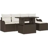 vidaXL Tuinbank Set 6 st Bruin [Synthetisch]: Polyrattan