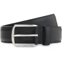 BOSS Leren riem met metalen detail gesp en Double B in zilverlook Maat 80