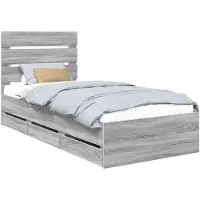 vidaXL Bedframe met lade Grijs Sonoma 75 x 190 cm Ingenieurshout