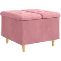 vidaXL Opslagottoman met kussen Roze 60 x 60 x 45 cm Fluweel