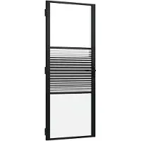 vidaXL Glazen deur Gestreept Zwart 83 x 3,5 x 201,5 cm Aluminium