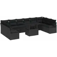 vidaXL Tuinbank Set 11 st 10-Aantal zitplaatsen Zwart poly rattan