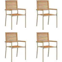 vidaXL Tuin stapelstoelen 4 st Bruin en Beige