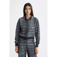 Scotch & Soda Lurex Jacquard Cardigan Charcoal Art Maat: S | Cardigans Outlet | Dames | Blauw