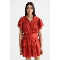 Scotch & Soda Ruffled Mini Dress With Gathered Waist Ketchup Size: 36 | Mini Dresses Outlet | Dames |
