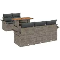 vidaXL Tuinbank Set 6 st Grijs poly rattan