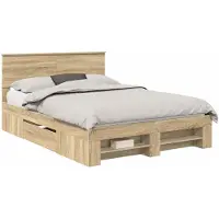 vidaXL Bedframe met hoofdeinde Sonoma Eik 140 x 200 cm Bewerkt hout