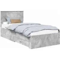 vidaXL Bedframe met lade Betongrijs 90 x 200 cm Bewerkt hout