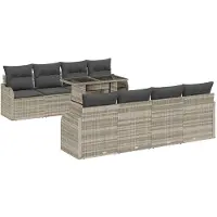vidaXL Tuinbank Set 7 st Lichtgrijs poly rattan