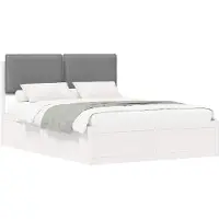 vidaXL Bedframe met Gevoerde Hoofdbord Lichtgrijs 140 x 200 cm