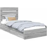 vidaXL Opbergbed met lade Grijs Sonoma 100 x 200 cm Bewerkt hout