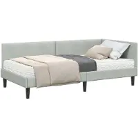 vidaXL Hoekbedframe met Matras Anders 2 st Lichtgrijs Fluweel