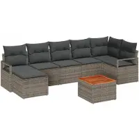 vidaXL Tuinbank Set 8 st Grijs poly rattan