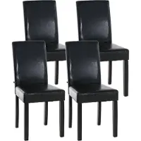 CLP 4-delige set eetkamerstoelen Ina, kunstleer met houten frame, bruin. Framekleur: zwart