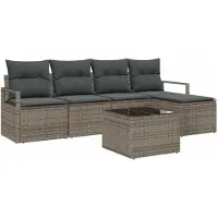 vidaXL Bankstel 6 st Lichtgrijs poly rattan