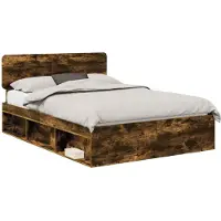 vidaXL Bedframe Rook Eiken 140 x 200 cm Massief grenenhout