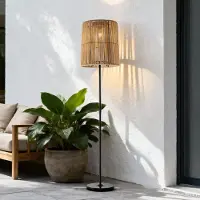 LumenXL Solar staande lamp Elyra met rotan-look kap - zwart met licht bruin