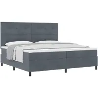 vidaXL Boxspring bed met hoofdeinde Donkergrijs 200 x 200 cm Fluweel