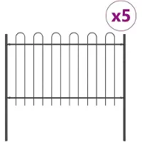 vidaXL Tuinhek BOXTEL 5 st 8,5 x 1,2 m Poedergecoat staal Grijs
