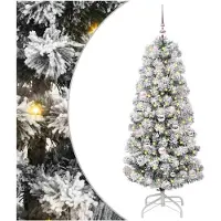 vidaXL Kunstmatige Hinged Kerstboom met 150 LED Groen en Wit 150 cm