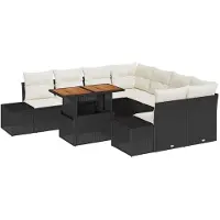 vidaXL Tuinbank Set 9 st Zwart en Crème