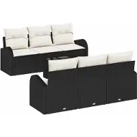 vidaXL Tuinbank Set 7 st Zwart poly rattan