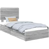 vidaXL Opbergbed met lade Grijs Sonoma 90 x 190 cm Bewerkt hout