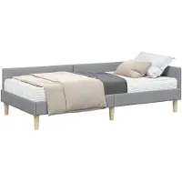vidaXL Hoekbedframe met Matras Anders 2 st Lichtgrijs Stof