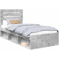 vidaXL Bedframe Betonnen Grijs 90 x 190 cm Massief grenenhout