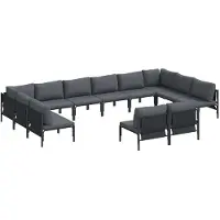 vidaXL Tuinbank Set 12 st Zwart Staal