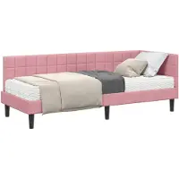 vidaXL Hoekbedframe met Matras 2 st Roze 80 x 200 cm Fluweel