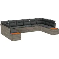 vidaXL Tuinbank Set 10 st Grijs Poly rattan