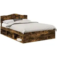 vidaXL Bedframe Rook Eiken 140 x 200 cm Massief grenenhout